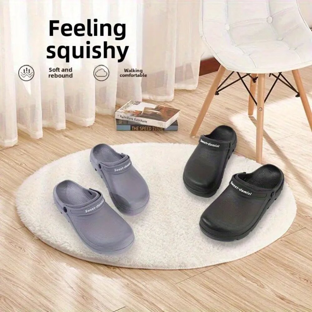 NWT- Grey Waterproof PVC Faux Crocs Clogs Men's 10.5 - Picture 3 of 5